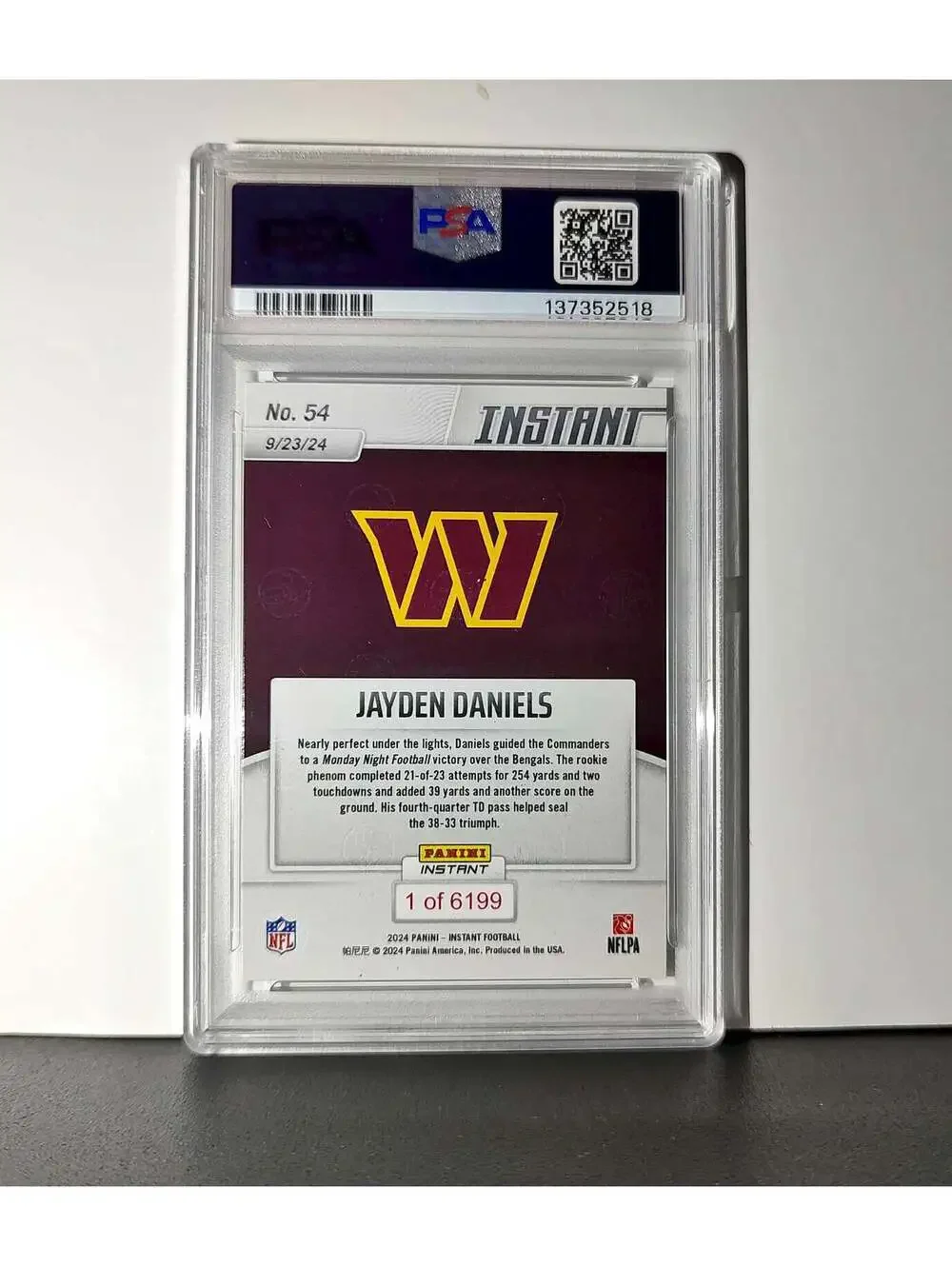 Jayden Daniels Rookie 2024 Panini Instant NFL #54 PSA 10 Gem Mint